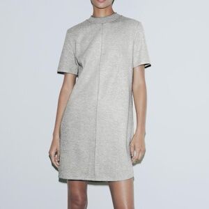 ZARA Mock Neck Sweater Mini Dress - Gray Size S